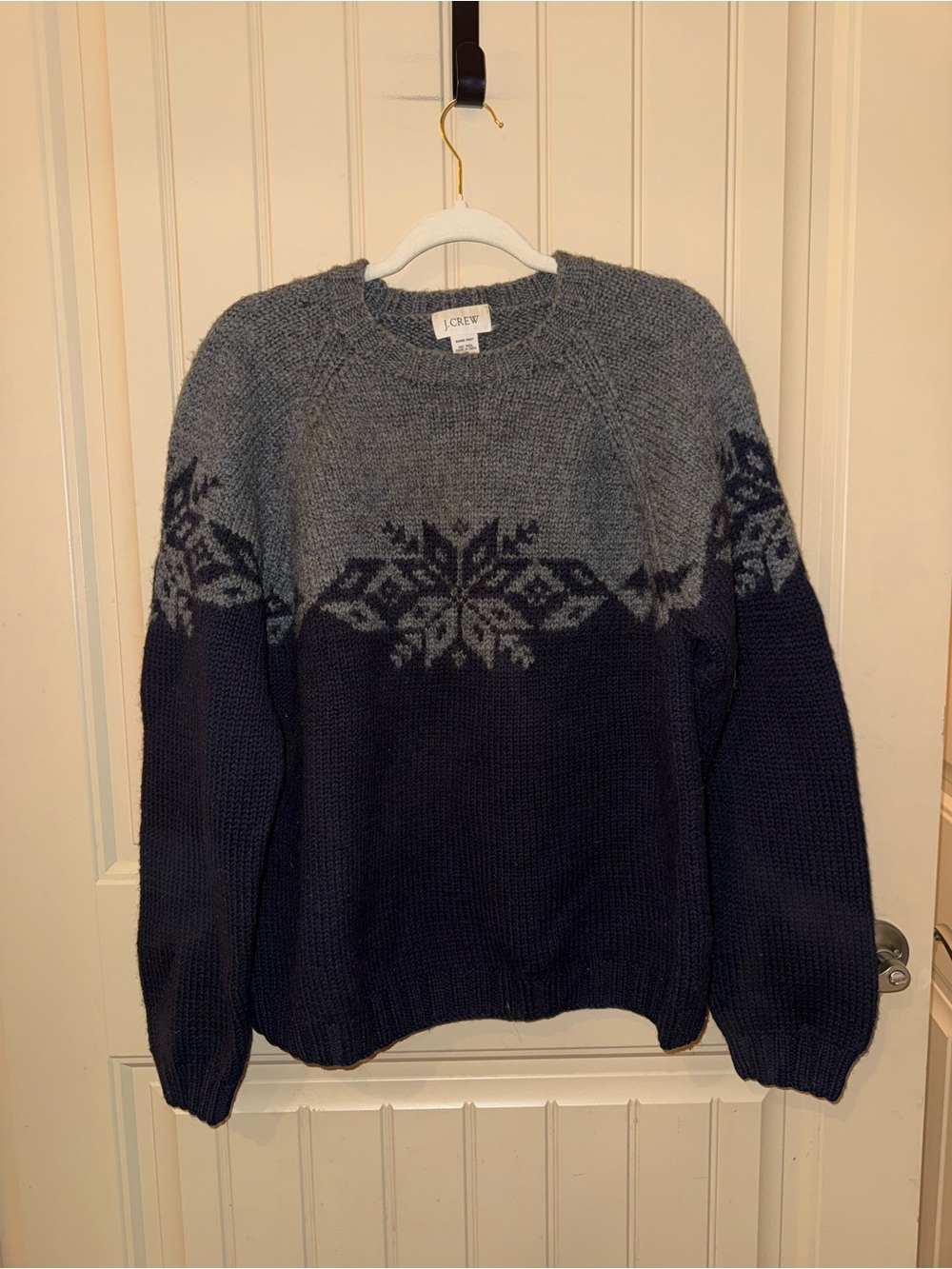 J.Crew Vintage 100% Wool Chunky Hand Knit Sweater Mens Medium Nordic Fair Isle
